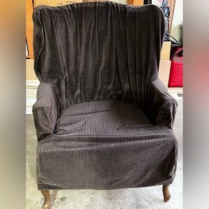 Elegant Brown Wingback Armchair Cover